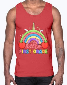 Hello first Grade Unicorn Rainbow 281#- first grade- Cotton Tank