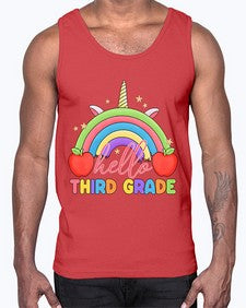 Hello third Grade Unicorn Rainbow 349#- third grade- Cotton Tank