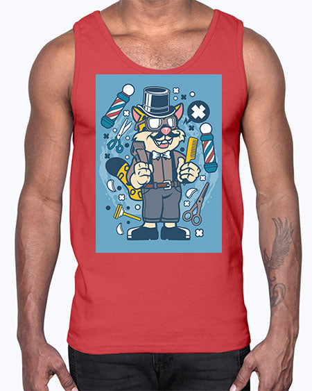 Hipster Barber Leopard835#- barber- Cotton Tank