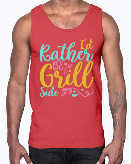 ID RATHER BE GRILL SIDE Style 62#- summer- Cotton Tank