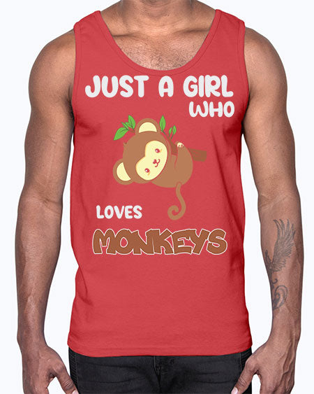 Just a Girl Who Loves 8#- monkey- Cotton Tank