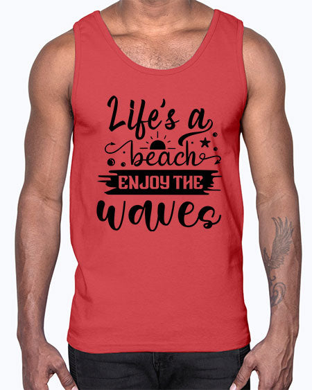 Lifes a beach enjoy the waves 01#- summer- Cotton Tank