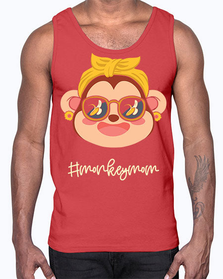 Monkey Mom Banana Glasses 16#- monkey- Cotton Tank