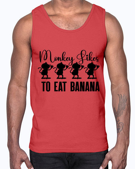 Monkey likes to eat banana - monkey- Cotton Tank