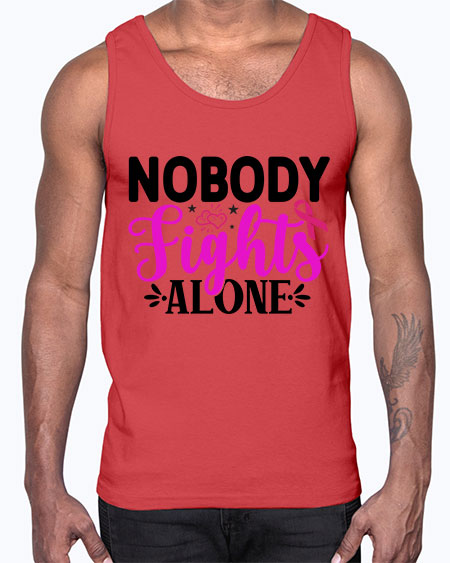Nobody Fights Alone 12#- breast cancer- Cotton Tank