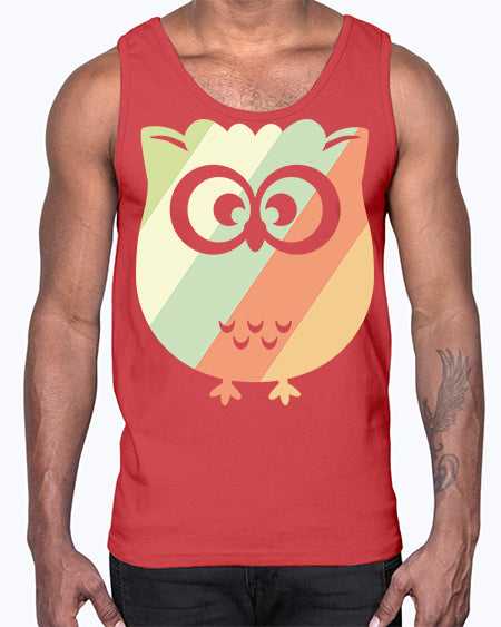 Owl Retro Style Vintage A TurtleRabbit 15#- owl- Cotton Tank