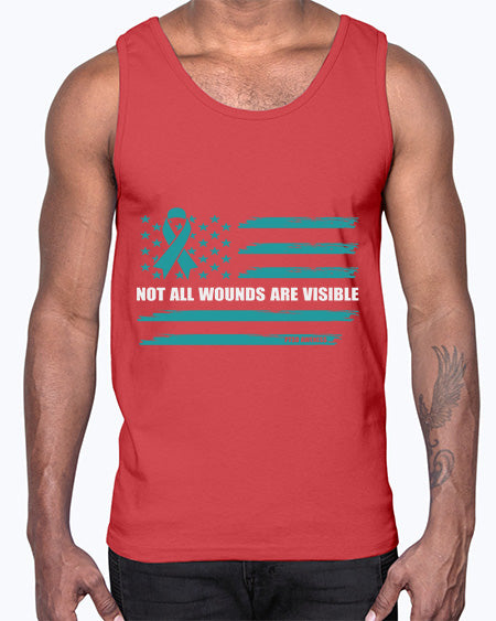 PTSD Awareness Not All Wounds 19#- PTSD- Cotton Tank