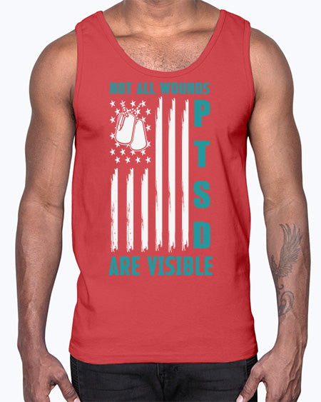 PTSD Awareness Not All Wounds 8#- PTSD- Cotton Tank
