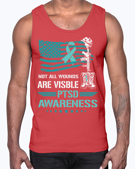 Patriotic Military PTSD Awareness 13#- PTSD- Cotton Tank