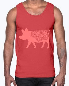 PigMandala 985#- mandala- Cotton Tank
