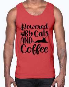Powered By Cats And Coffee Style 102#- cats- Cotton Tank