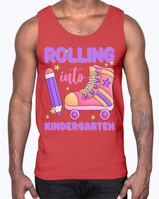 Rolling into Kindergarten 787#- kindergarten- Cotton Tank