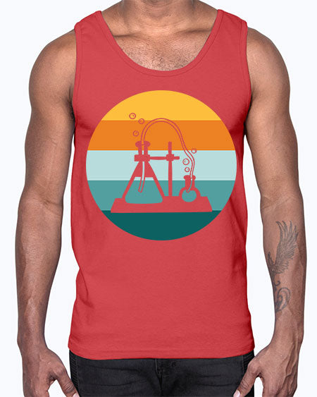ScientistRetroSunsetScientistSkinite Scientist Skinite 39#- general science- Cotton Tank