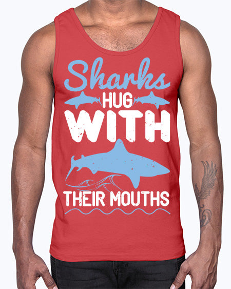 Sharks hug with their mouths Style 22#- shark-fish- Cotton Tank