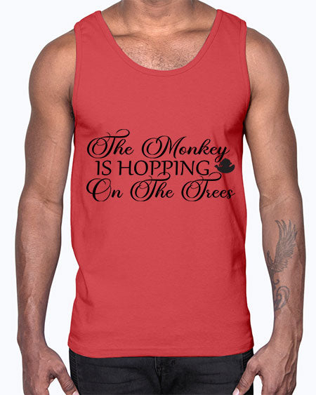 The monkey is hopping on - monkey- Cotton Tank