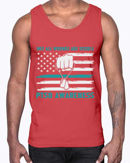Veteran PTSD Not all wounds 4#- PTSD- Cotton Tank