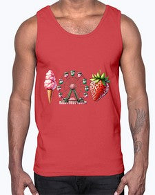 Watercolor Strawberry Fair 1693#- strawberry- Cotton Tank