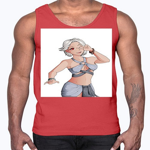 White hair girl wearing summer outfit 40#- anime- Cotton Tank