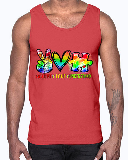 accept love understand- autism- Cotton Tank