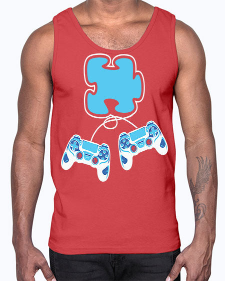 autism awareness gamer puzzle piece 11#- autism- Cotton Tank