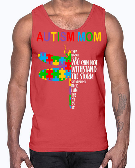 autism mom dragonfly puzzle pieces 47#- autism- Cotton Tank