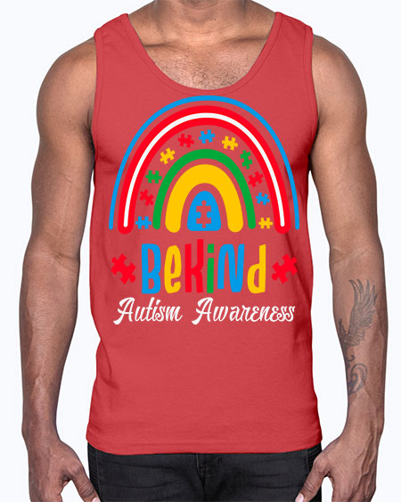 be kind autism awareness rainbow 67#- autism- Cotton Tank
