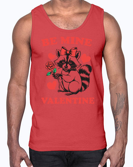 be mine valentine 3#- raccoon- Cotton Tank