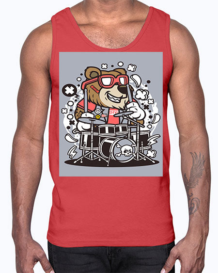 bear drummer 33#- bears - animals- Cotton Tank