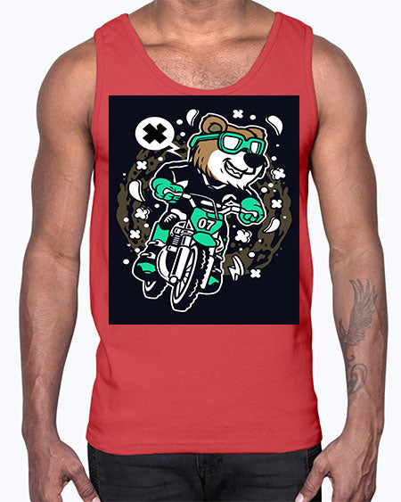 bear motocross rider 37#- bears - animals- Cotton Tank