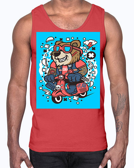 bear scooterist 41#- bears - animals- Cotton Tank