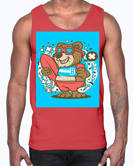 bear surfing 45#- bears - animals- Cotton Tank