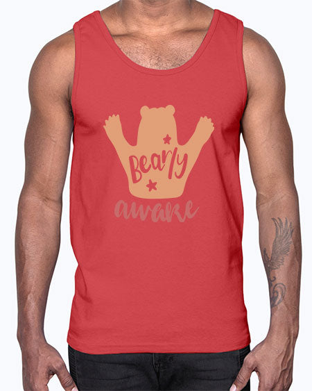 bearly awake 53#- bears - animals- Cotton Tank