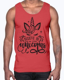 believe in unicorns black 55#- unicorn- Cotton Tank