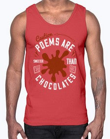 caution poems are sweeter than chocolates 77#- chocolate- Cotton Tank