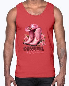 cowgirl valentine cupid valentine 352#- western- Cotton Tank