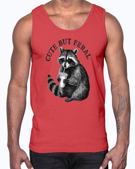 cute but feral 5#- raccoon- Cotton Tank