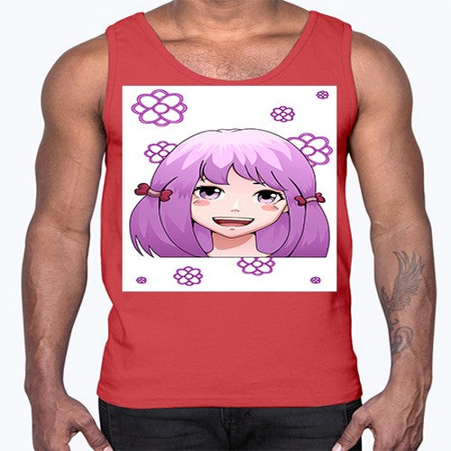 cute ponytails purple hair girl 63#- anime- Cotton Tank