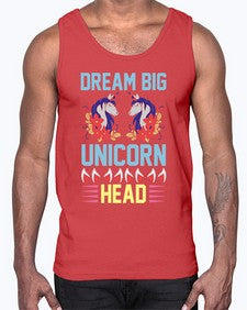dream big unicorn head 99#- unicorn- Cotton Tank