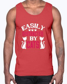 easily distracted by cats Style 46#- cats- Cotton Tank
