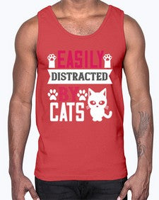 easily distracted by cats Style 47#- cats- Cotton Tank