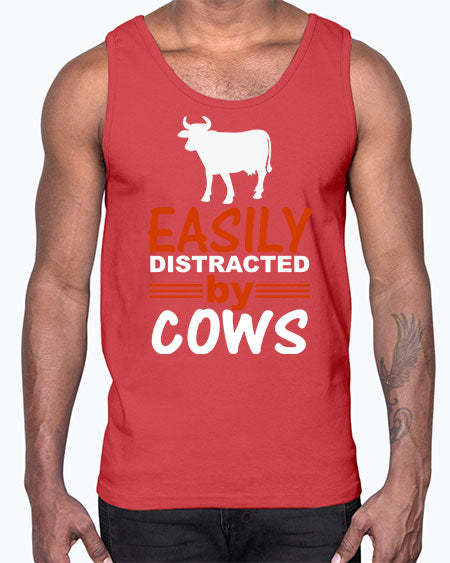 easily distracted by cows Style 4#- cow- Cotton Tank