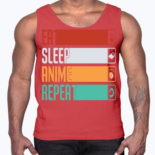 eat sleep anime repeat225#- anime- Cotton Tank