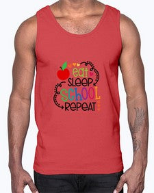 eat sleep school repeat 45#- general school- Cotton Tank