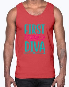 first grade diva 123#- first grade- Cotton Tank