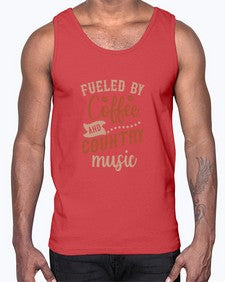 fueled by coffee and country music 468#- western- Cotton Tank
