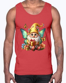 gnome with butterfly 07#- gnome- Cotton Tank