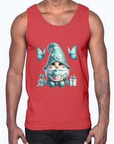 gnome with butterfly 10#- gnome- Cotton Tank