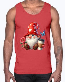 gnome with butterfly 12#- gnome- Cotton Tank