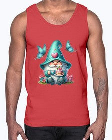gnome with butterfly 14#- gnome- Cotton Tank