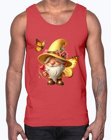 gnome with butterfly 27#- gnome- Cotton Tank